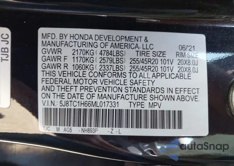 2021 Acura Rdx A-Spec Package from USA, damaged, VIN 5J8TC1H66ML017331